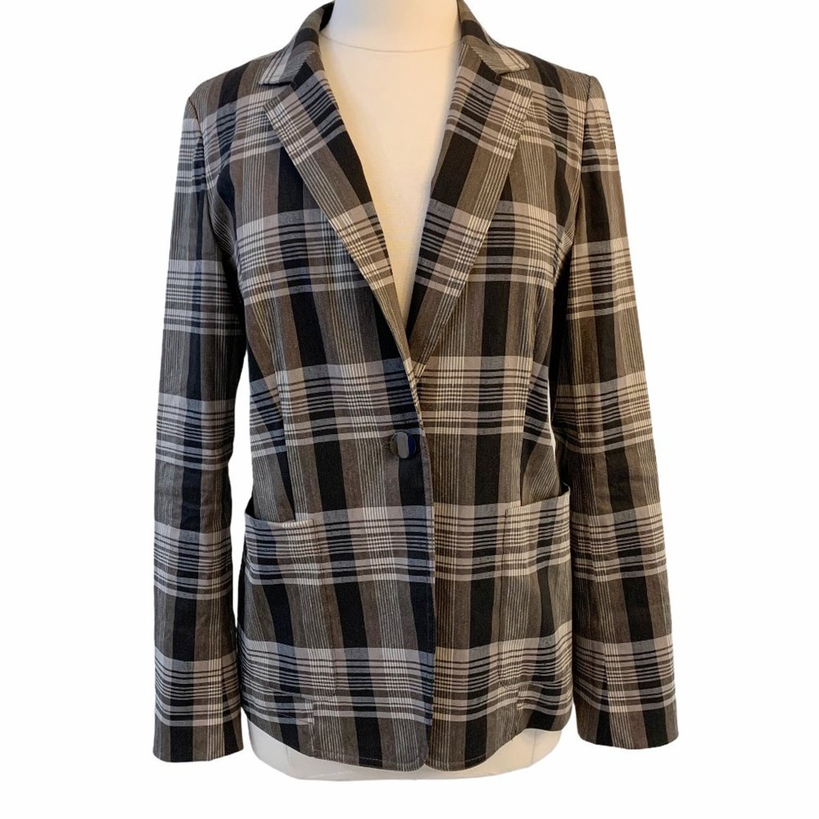 Lafayette 148 Lightweight Plaid Blazer Jacket 6